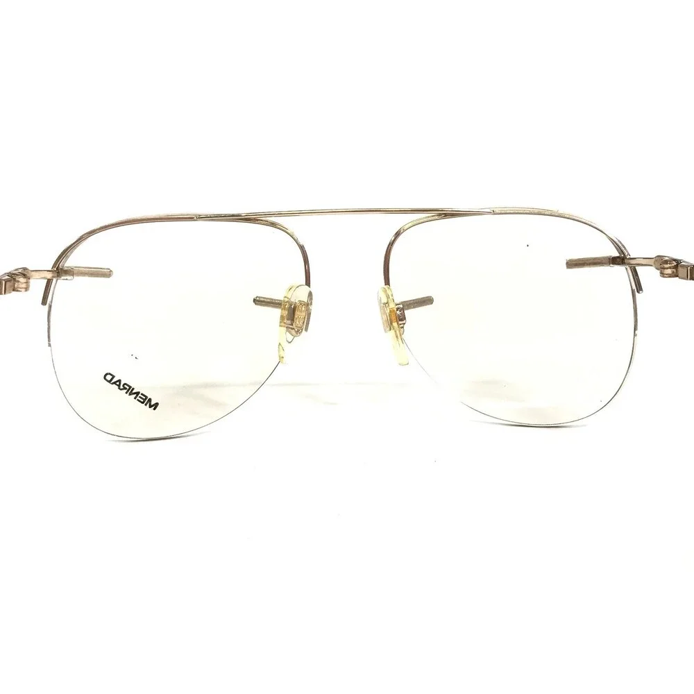 Vintage Menrad Eyeglasses Frames 414-700 Gold Aviators Round Half Rim 58-17-135